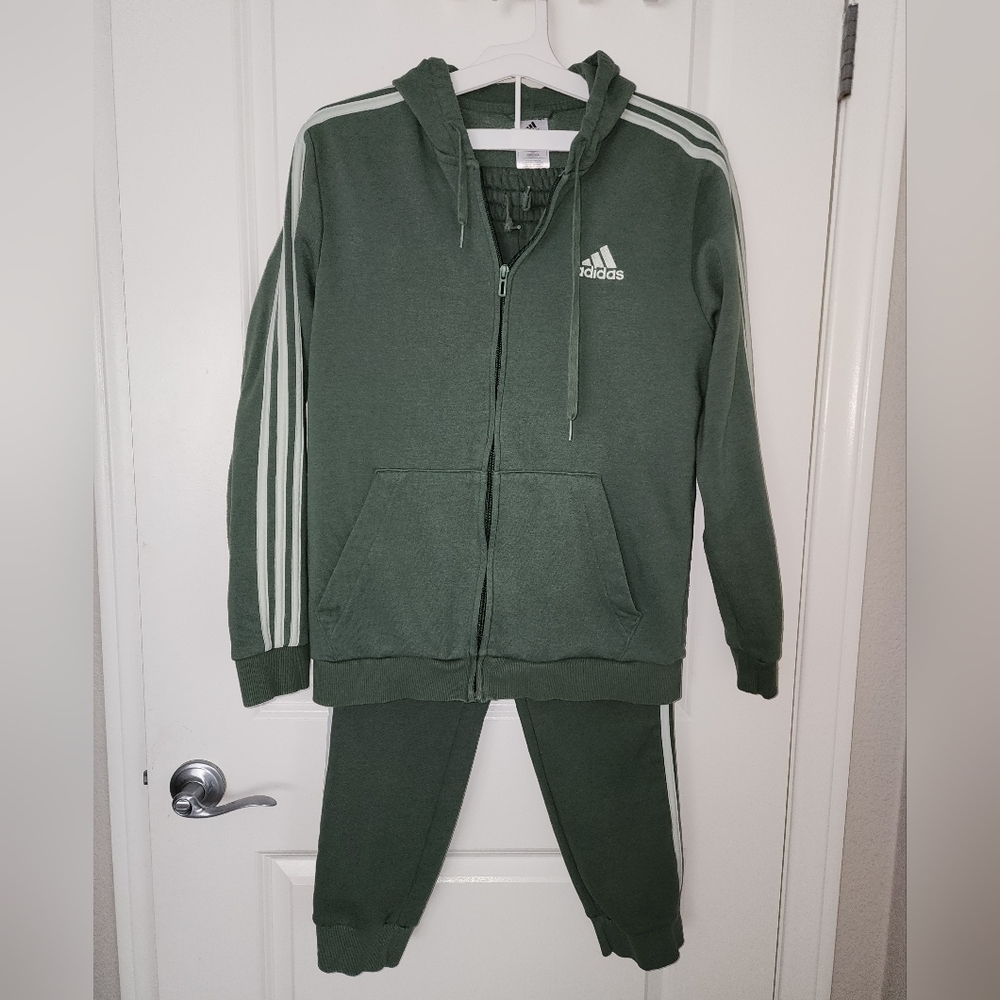 Adidas Green Tracksuit with White Stripes